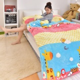 法蘭絨床包被套組 - 單人 奔跑吧~小鹿 加厚舖棉 三件組