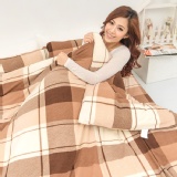 搖粒絨床包兩用毯組 - 雙人 英倫日記 台灣製