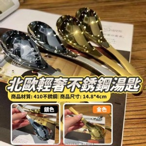 金銀鏡面磨砂手柄湯匙-4入