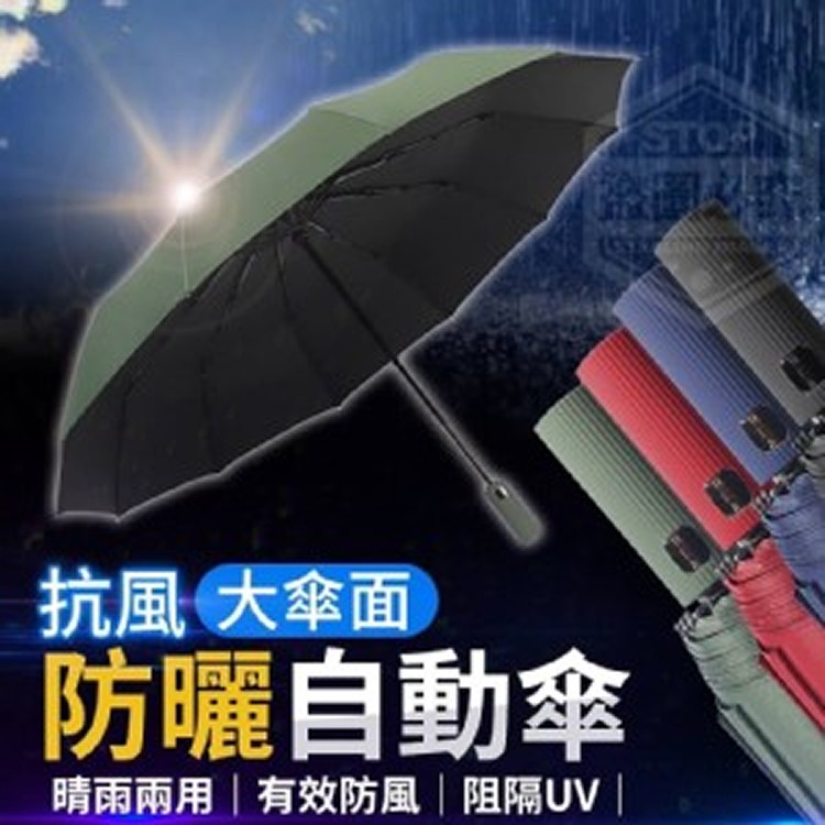 抗風大傘面黑膠防曬全自動傘