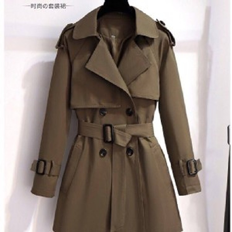 韓版短款英倫風顯瘦風衣外套(S～3XL)A
