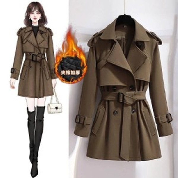 韓版短款英倫風顯瘦風衣外套(S～3XL)B款卡其