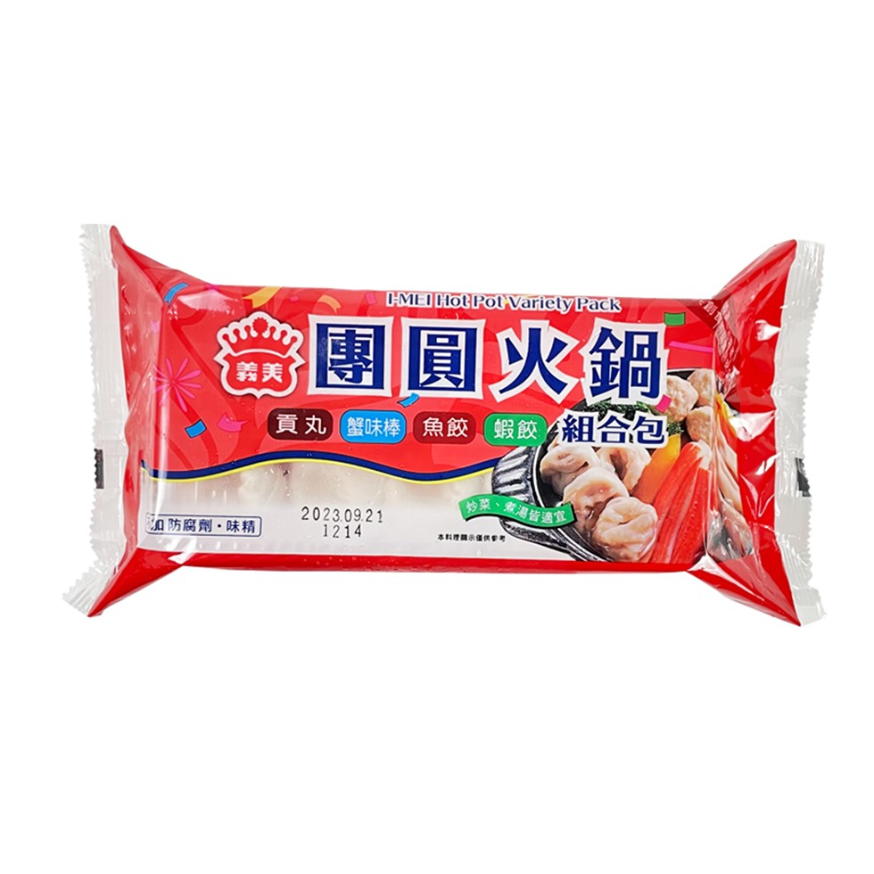 三團圓火鍋，貢丸 蟹味棒 魚餃蝦餃組合包，加防腐劑·味精，炒菜、煮渴皆適露:本料理 示僅供參考。