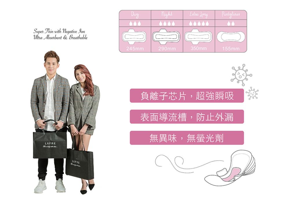 LÅFRE，負離子芯片,超強瞬吸，表面導流槽,防止外漏，無異味,無螢光劑。