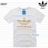 adidas衣服 愛迪達衣服 短T 圓領短袖T恤 三葉草衣服短Tee T-Shirt 情侶款男女班服 白金 特價：$190