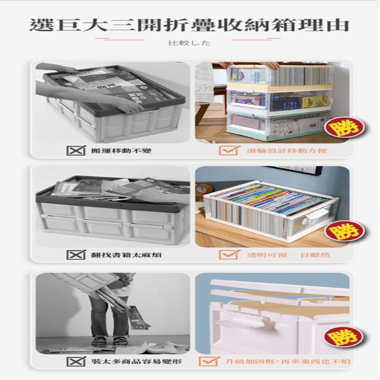 【DaoDi】102L巨無霸三開折疊收納箱(摺疊收納箱箱/ 滑輪置物箱/收納盒/衣物收納箱)(顏色任選)