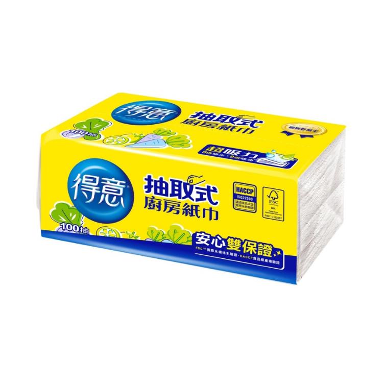 【得意】*FSC驗證得意抽取式廚房紙巾(100抽*30包)