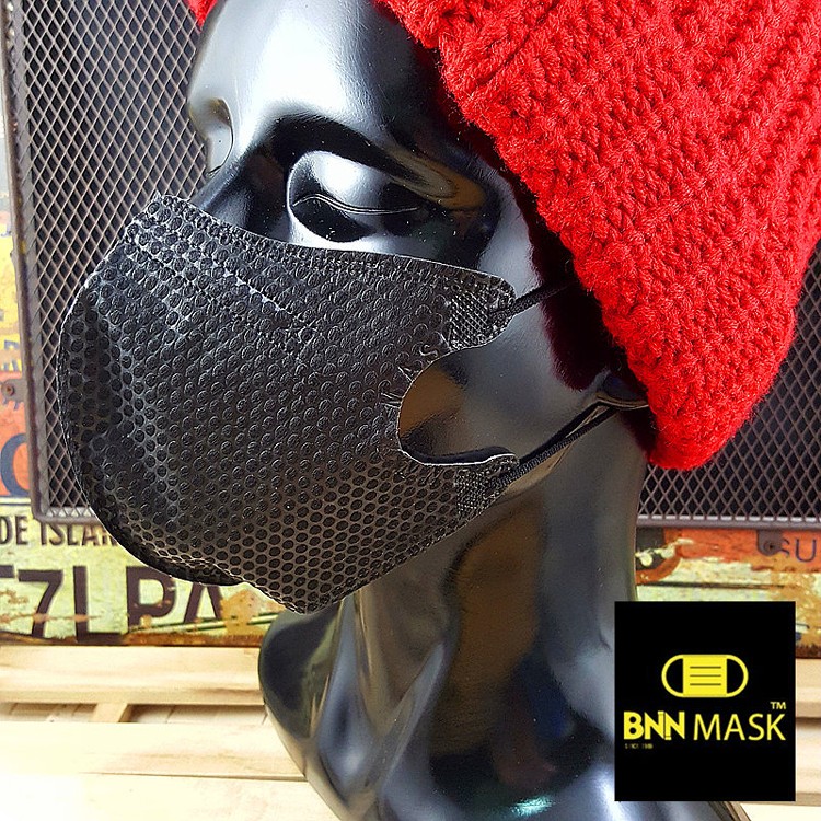 BNN泡泡搖滾黑色四層口罩鼻樑壓條立體U系列