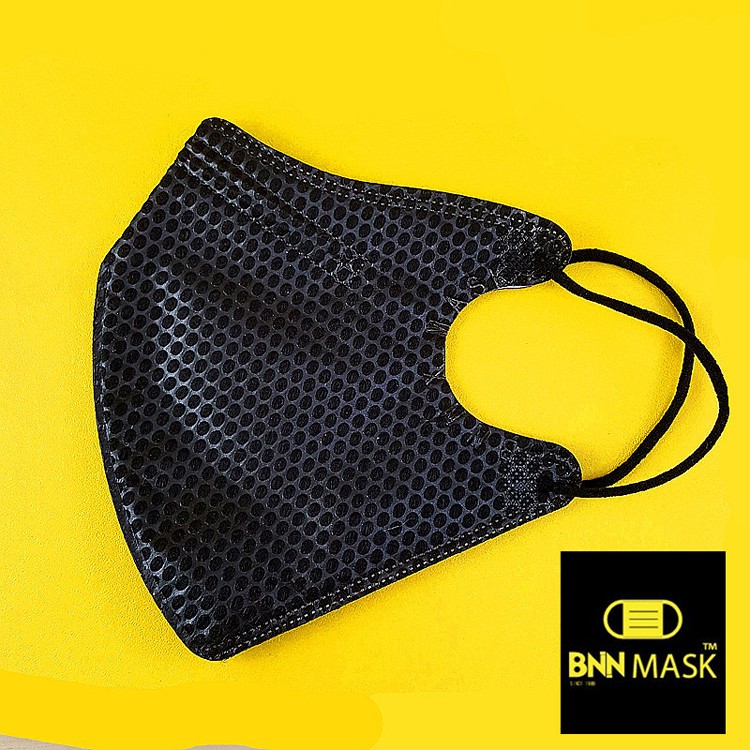 BNN泡泡搖滾黑色四層口罩鼻樑壓條立體U系列