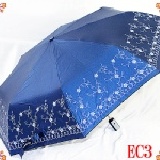 巴洛克風三折全自動開收傘【華麗.古典.令人激賞的巴洛克風格】 EC3 深藍色(全自動手把採用國際名牌跑車法拉利專用傘高質感握把)