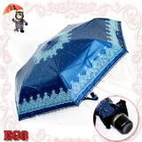 ☆真愛巴洛克蕾絲三折色膠全自動開收傘☆《99％遮陽降溫4到6度＊高貴華麗蕾絲邊頂級質感》 EG8 深藍色（傘邊點綴精緻蕾絲更添高雅浪漫風味~ 每個角度都優雅耐看讓您成為全場吸睛的焦點喔） 特價：$502