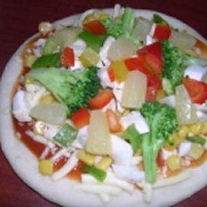 蔬菜(素)披薩(玉米,黃椒,紅椒,鳳梨,花椰菜)