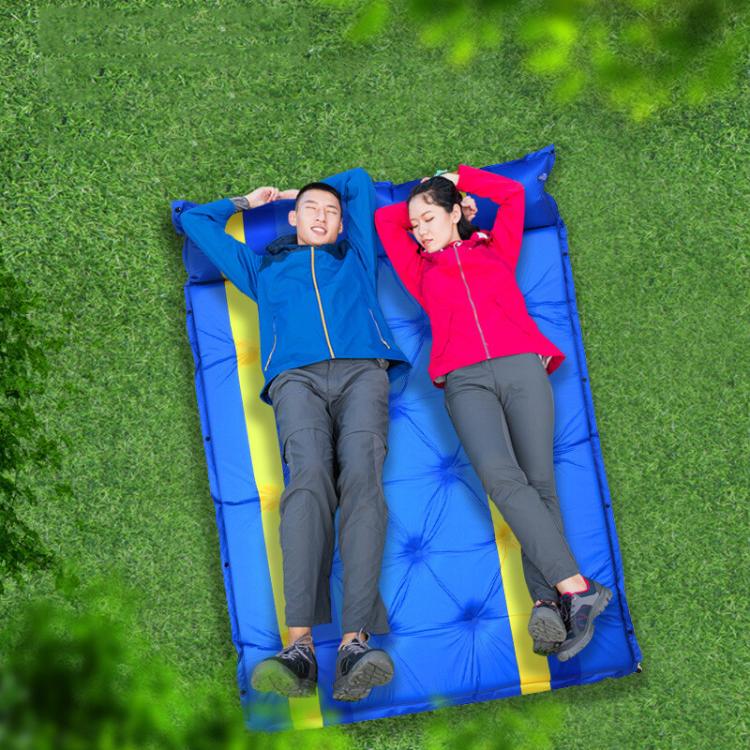 【西格生活館】高彈力海綿雙人地墊自動充氣加厚5mm 戶外 野營 可拼接 露營 充氣床墊 睡墊