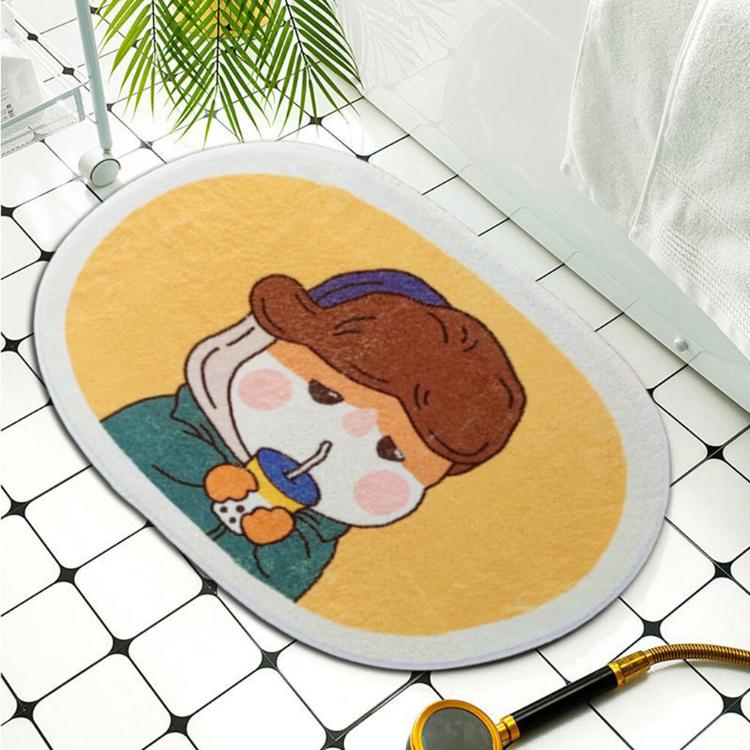 【西格生活館】珍珠奶茶少女仿羊絨速乾防滑地墊(40x60cm/止滑/柔毛/世界名畫)