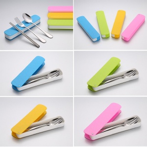 響應環保 高級不銹鋼 甜蜜糖果色餐具三件套組 叉子 筷子 湯匙