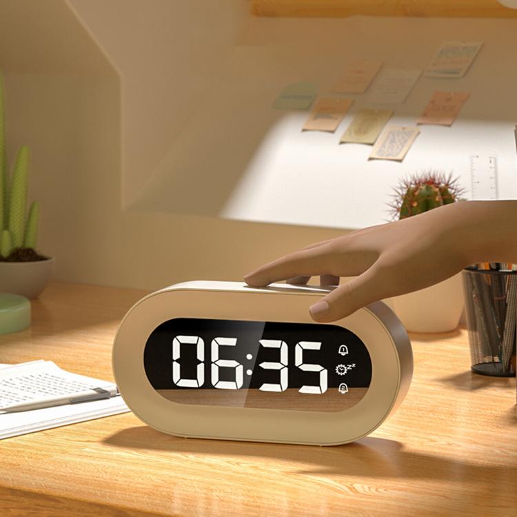 【西格生活館】文青馬卡龍橢圓智能LED小夜燈鬧鐘 床頭燈 學生 電子鐘 大數字時鐘 禮物