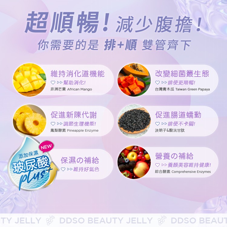 【SAOSIS守席】網紅Seline代言-DDSO青纖EX順暢凍/酵素果凍-玻尿酸加強版