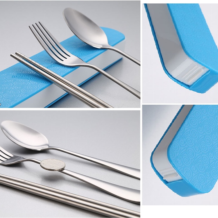 響應環保 高級不銹鋼 甜蜜糖果色餐具三件套組 叉子 筷子 湯匙