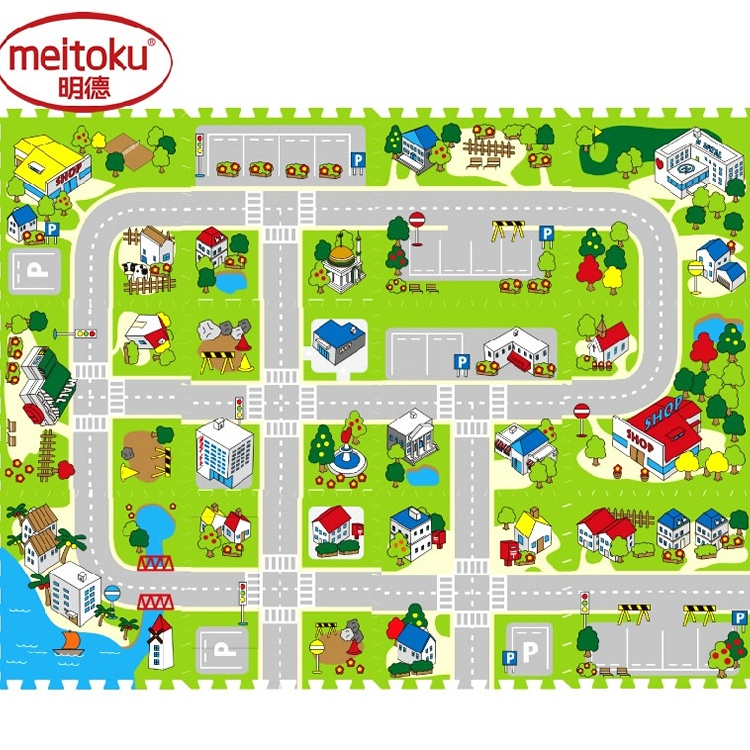 明德 環保無毒 EVA 益智遊戲 城市道路 巧拼地墊 塑膠地墊 寶寶爬行墊 遊戲墊 40*40cm