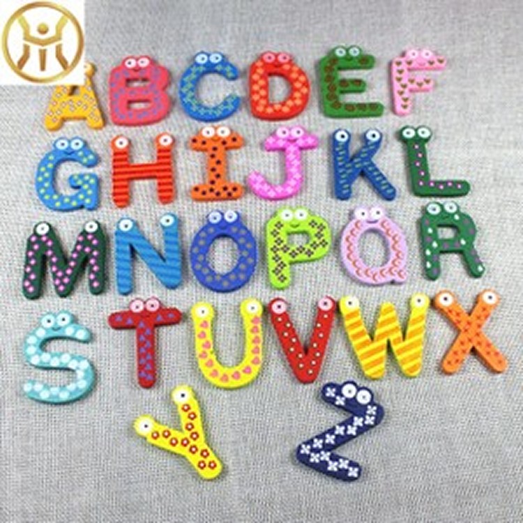 木制卡通26个早教英文字母冰箱贴宝宝早教 字母磁贴