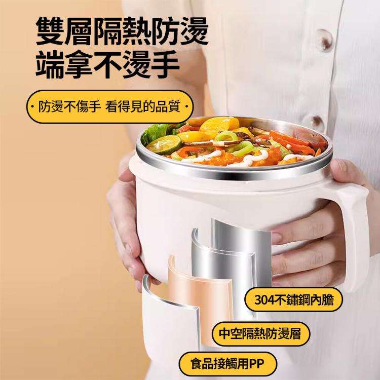 【CityStar】雙層隔熱大地色不鏽鋼保溫碗-2200ml