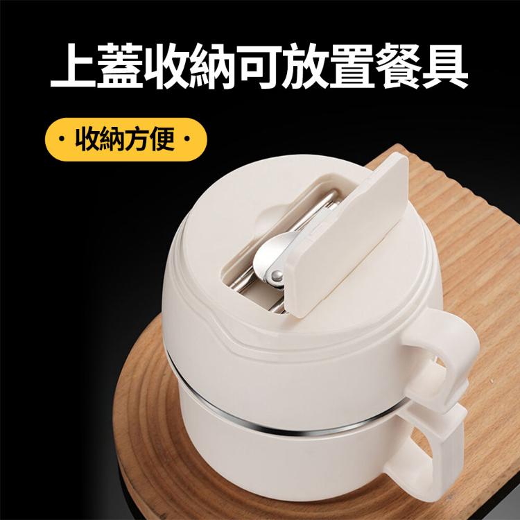 【CityStar】雙層隔熱大地色不鏽鋼保溫碗-2200ml