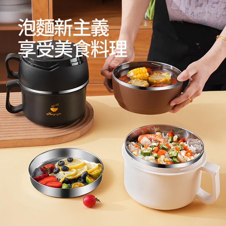 【CityStar】雙層隔熱大地色不鏽鋼保溫碗-2200ml