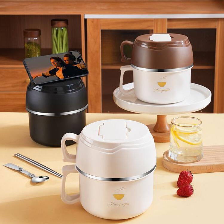 【CityStar】雙層隔熱大地色不鏽鋼保溫碗-2200ml