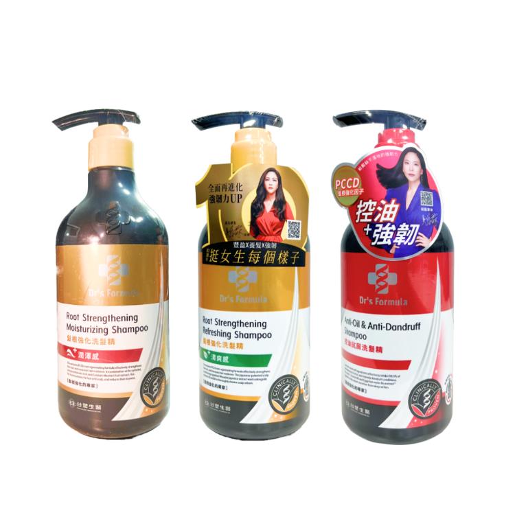 【台塑生醫】 Dr's Formula 髮根強化潤澤感/髮根強化清爽感/控油抗屑 洗髮精 580g