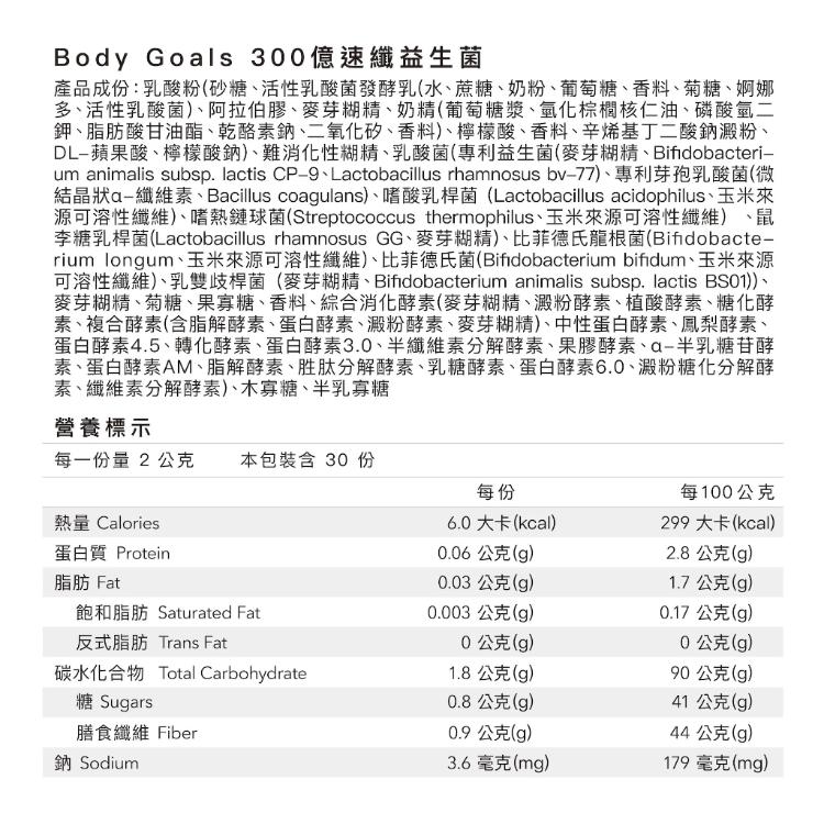 【Body Goals】300億速纖益生菌