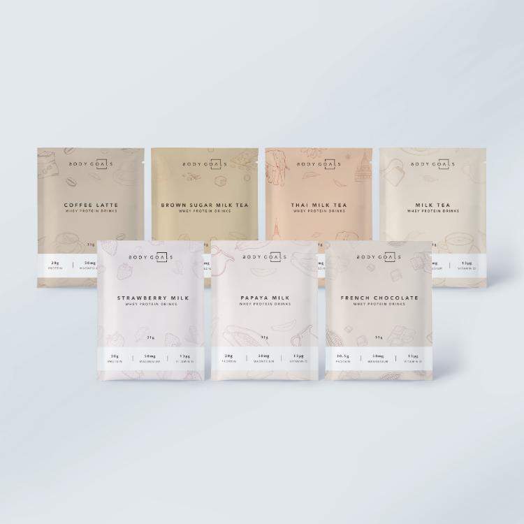 【Body Goals】多效乳清蛋白飲：法式可可 奶茶 草莓牛奶 咖啡拿鐵