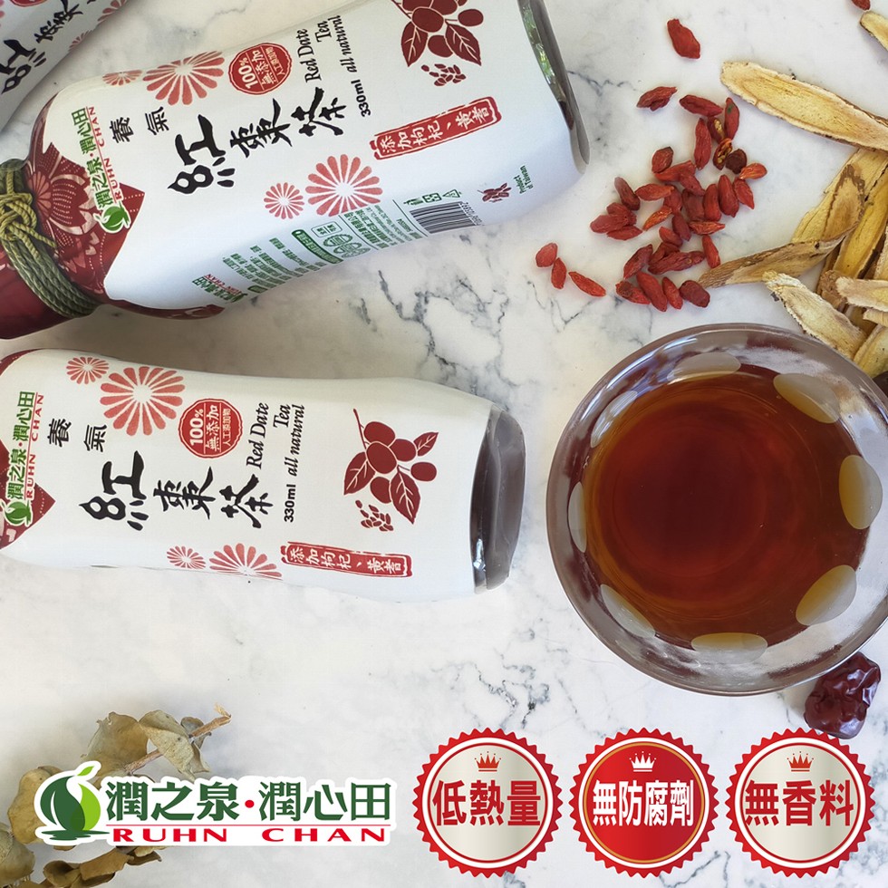 紅棗茶，紅棗茶，【添加枸杞、黃耆，• 添加枸杞、黃耆，( 潤之泉·潤心田,低熱量、無防腐劑無香料。