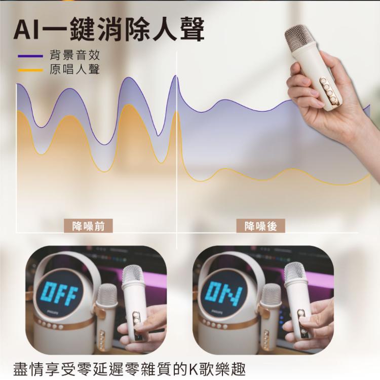 【PHILIPS 飛利浦】TAS2509WT 小福麥AI智能K歌藍牙音箱
