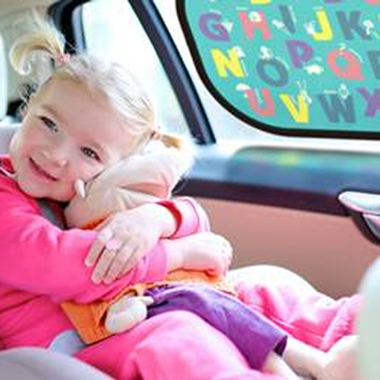 Bitatto Shade 汽車用遮陽板-英文藍綠