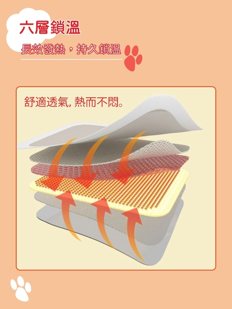 六層鎖溫，長效發熱,持久鎖溫，舒適透氣,熱而不悶。