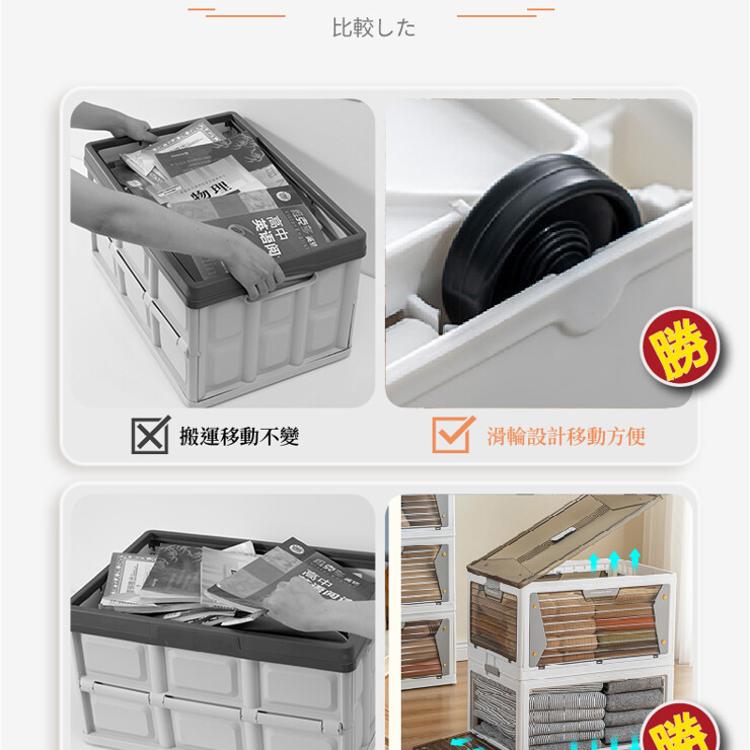 【DaoDi】五開門折疊收納箱滑輪-磁吸單層特大號 (摺疊收納箱/ 滑輪置物箱/收納盒/衣物收納箱)