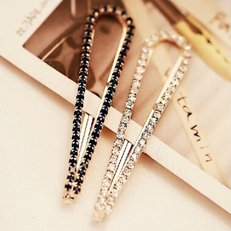 發飾頭飾品 新款韓國一字夾水鑽發夾邊夾 簡約韓版U型劉海水滴夾-淘寶台灣，萬能的