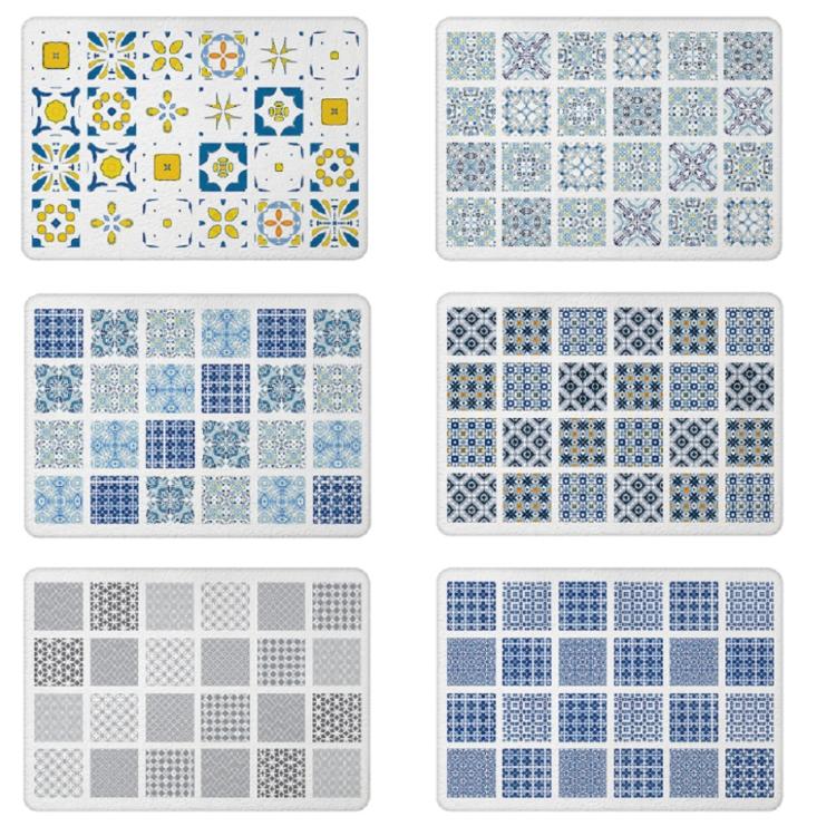 【MBM】台灣製12mm水洗式花磚款珪藻土地墊