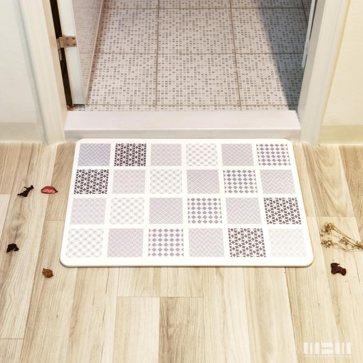 【MBM】台灣製12mm水洗式花磚款珪藻土地墊
