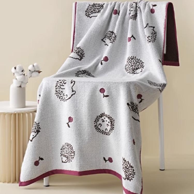 【星紅織品】可愛刺蝟圖案純棉浴巾