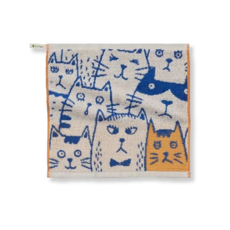 【星紅織品】可愛胖胖貓雙面圖案純棉方巾