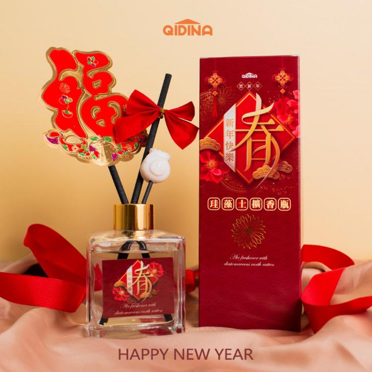 【QiMart】箔金招財香氛珪藻土擴香(禮盒包裝)