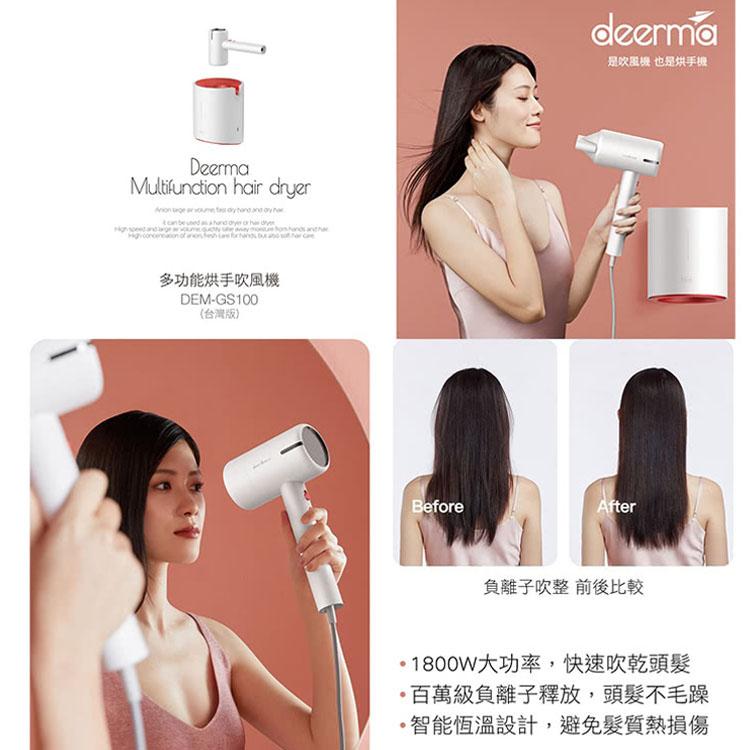 是吹風機也是烘手機，Aon ọe r t oy，多功能烘手吹風機，(台灣版)，負離子吹整前後比較，1800W大功率,快速吹乾頭髮，百萬級負離子釋放,頭髮不毛躁，智能恆溫設計,避免髮質熱損傷。