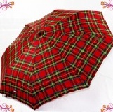 蘇格蘭三折全自動傘【感性活力.抗陽高手】 紅色 (經典蘇格蘭條紋)