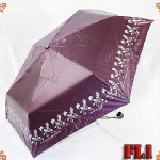 ☆舞蝶花語四折色膠手開傘☆最新防風水滴狀包蝶結構設計 FL1紫色 《極短＊超輕量＊超防風＊百分百抗UV完全遮陽不透光＊加贈測紫外線吊飾》