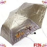 馬達加斯加三折色膠傘【無敵完全遮光.抗UV NO.1】 FC26鐵灰色(大象圖案)（完全遮陽不透光＊超纖細＊超輕盈＊方便攜帶）