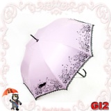 ☆凡爾賽宮廷蕾絲色膠自動長傘☆《2012年最新科技雙色布+彩色膠＊完全遮陽不透光可降溫5~8度》 GI2淡紫色《台塑福懋傘布210條滌綸雙色布不沾水＊寬版弧形蕾絲花邊+藤蔓花朵圖案》