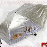 馬達加斯加三折色膠傘【無敵完全遮光.抗UV NO.1】 FC16銀色(大象圖案)（完全遮陽不透光＊超纖細＊超輕盈＊方便攜帶） 特價：$298