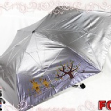 馬達加斯加三折色膠傘【無敵完全遮光.抗UV NO.1】 FC23鐵灰色(兔子圖案)（完全遮陽不透光＊超纖細＊超輕盈＊方便攜帶） 特價：$298