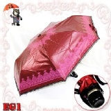 ☆真愛巴洛克蕾絲三折色膠全自動開收傘☆《99％遮陽降溫4到6度＊高貴華麗蕾絲邊頂級質感》